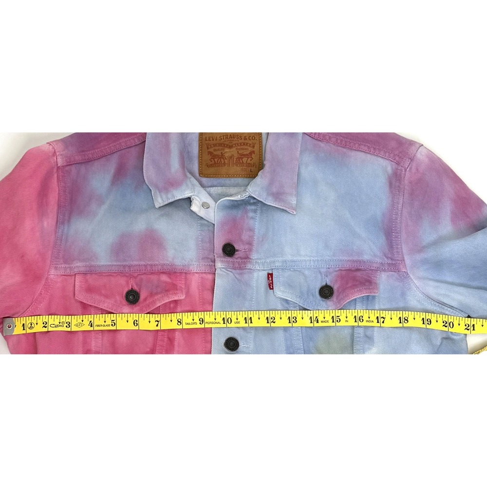 Levi's Men Tie Dye Trucker Jacket Pastel Denim Large L Dead Head Lover - Picture 5 of 11